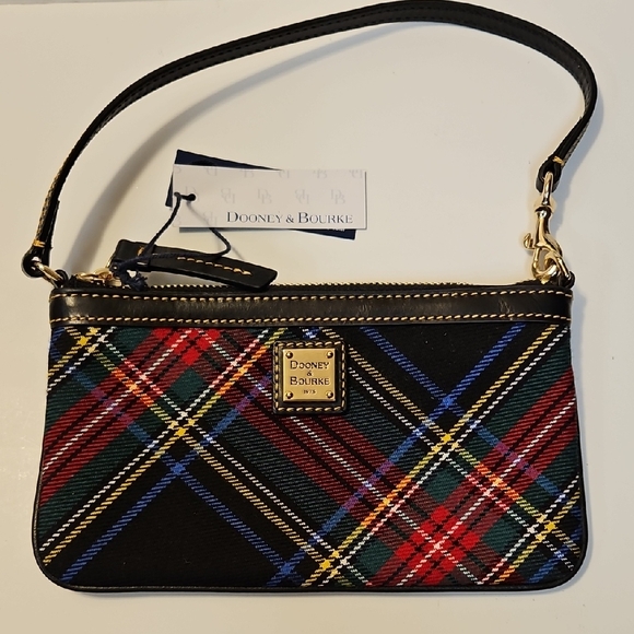 Dooney & Bourke Handbags - DOONEY & BURKE TARTAN NAVY & GREEN PLAID WRISTLET  NEW WITH TAGS